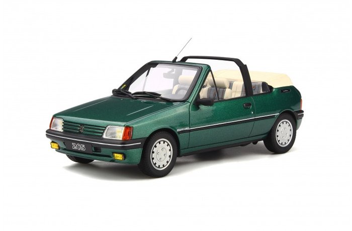Preview of the first image of Otto Mobile - 1:18 - Peugeot 205 Cabriolet 1989 "Roland Garros" - Color Green - Limited 999 pcs..
