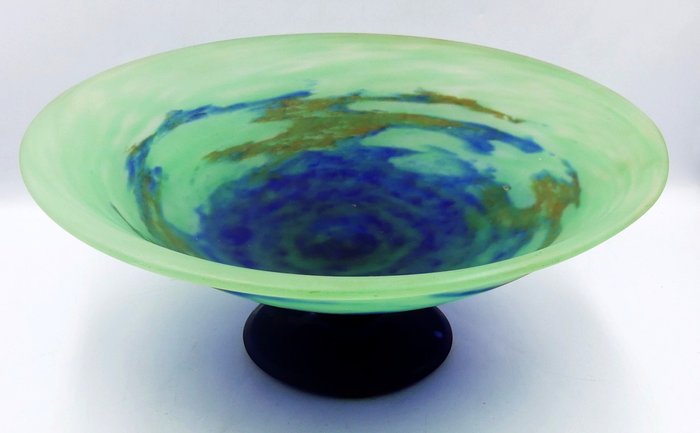 Preview of the first image of Muller Freres Luneville - Fruit bowl on foot in marmoreal glass.