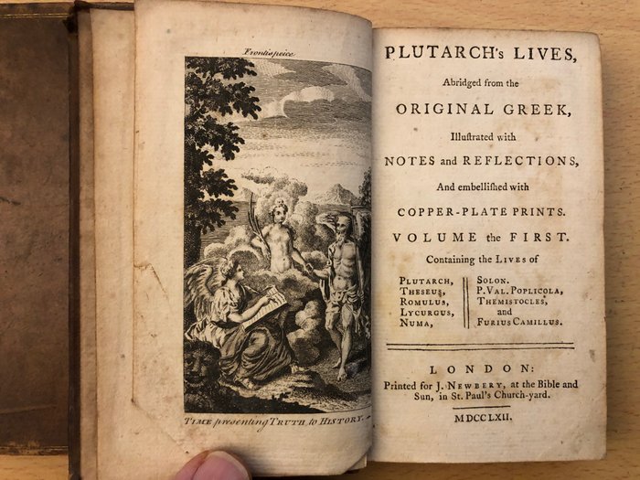Preview of the first image of Plutarch - Plutarch's Lives Abridged from the Original Greek-6 of 8 Vols Lacking V2 & V8- 54 Leaves.