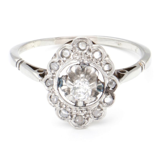 Preview of the first image of No reserve - 18 kt. White gold - Ring - 0.07 ct Diamond.