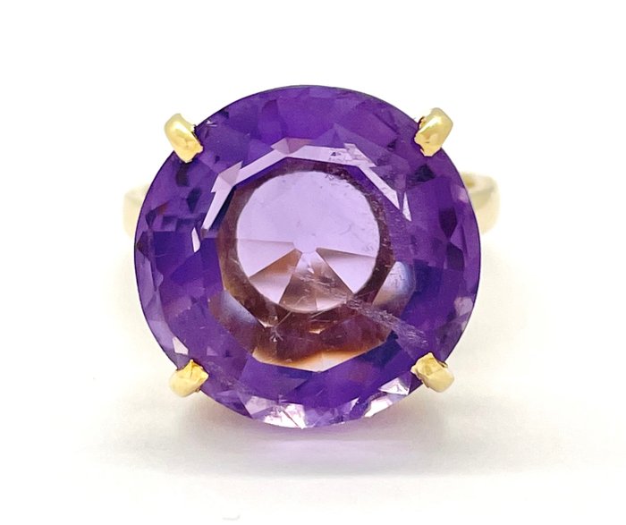 Preview of the first image of “NO RESERVE PRICE” - 18 kt. Yellow gold - Ring - 14.00 ct Amethyst.