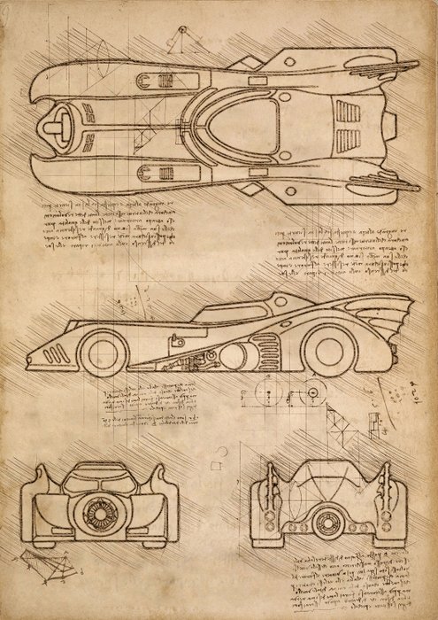 Preview of the first image of Batman - Batmobile , Da Vinci Series - limited edition 1/5 - First edition.