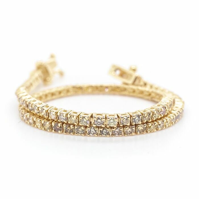 Preview of the first image of No reserve price - 1.83 tcw - 14 kt. Yellow gold - Bracelet Diamond.