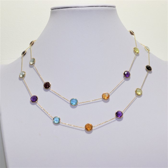 Image 2 of ALGT Lab Report - 14 kt. Gold, Yellow gold - Necklace - 44.00 ct Topaz - Amethysts, Citrines, Garne