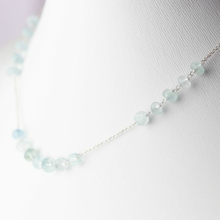 Preview of the first image of Intini Jewels - 18 kt. Gold, White gold - Necklace - 55.00 ct Aquamarine.