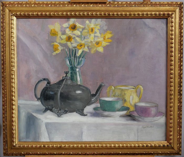 Image 2 of Louis Abel-Truchet (1857-1918) - Still life with flowers, tea time