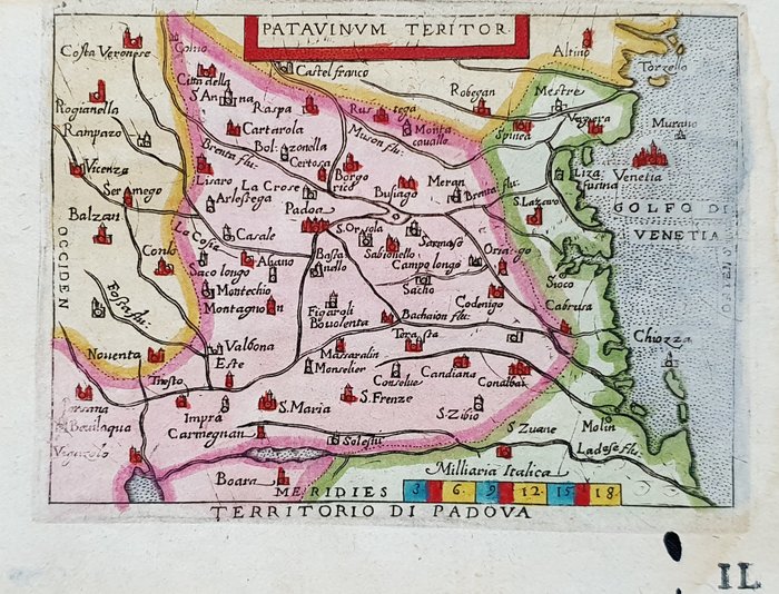 Preview of the first image of Italy, Veneto, Padova, Venezia, Chioggia; Giovanni Botero / Abraham Ortelius - Patavinum Teritor /.