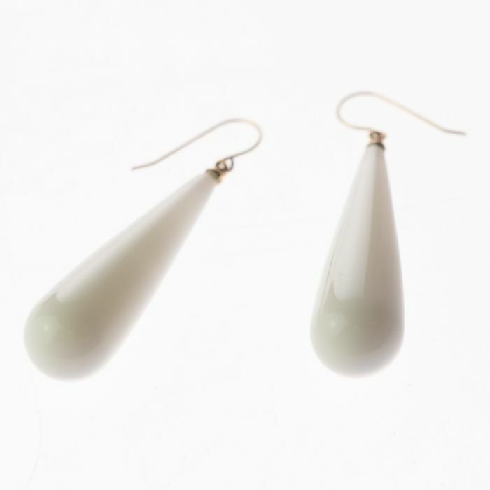 Image 2 of Intini Jewels - 18 kt. Gold, White gold - Earrings - Agate