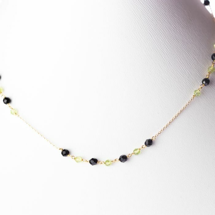 Preview of the first image of Intini Jewels - 18 kt. Gold, Yellow gold - Necklace - 6.00 ct Peridot - Agate.