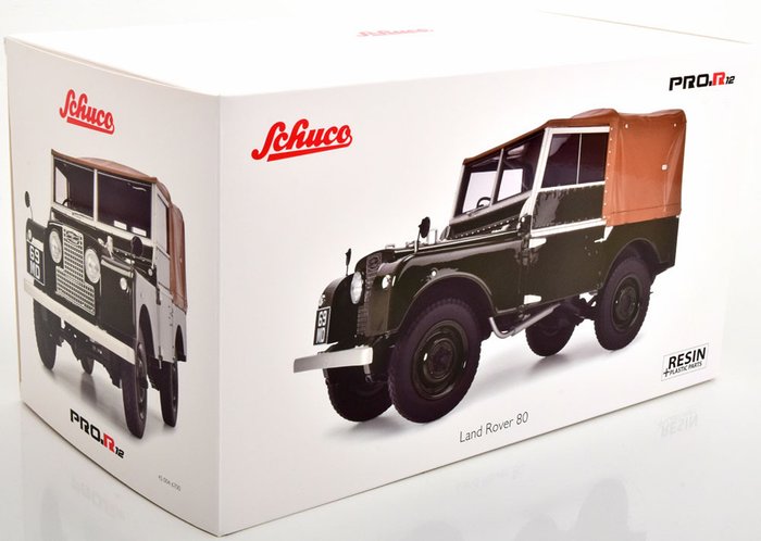 Image 3 of Schuco Pro.R12 - 1:12 - Land Rover 80 met Softtop - Limited 500 pcs. - Color Dark green / Brown