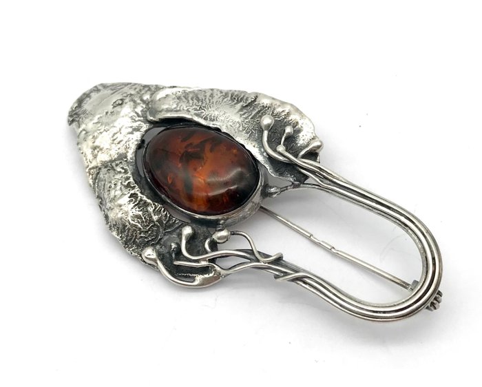 Image 3 of 925 Silver - Brooch - Baltic amber