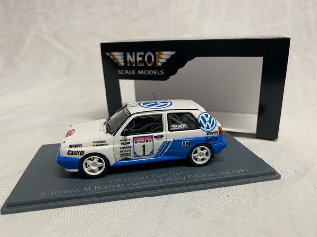 Preview of the first image of Neo Scale Models - 1:43 - Volkswagen Golf II Rallye G60 #1 - Drivers: E.Weber/M. Hiemer - German ra.