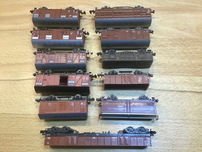 Image 2 of Arnold, Fleischmann, Lima, Minitrix, Roco N - Freight carriage - 11 freight cars - DB, FS