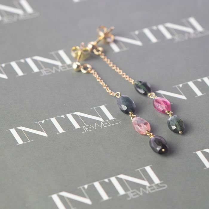 Image 2 of Intini Jewels - 18 kt. Gold, Pink gold, White gold, Yellow gold - Earrings - 7.00 ct Tourmaline