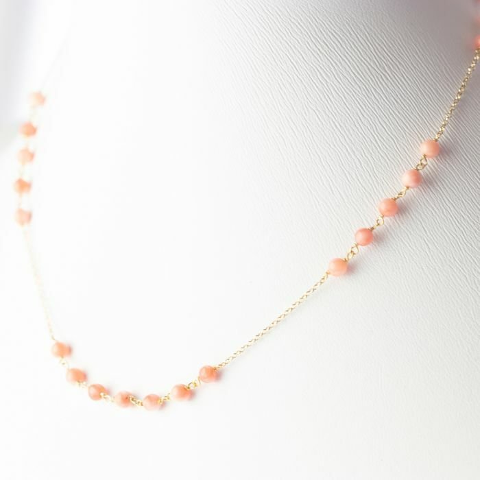 Preview of the first image of Intini Jewels - 18 kt. Gold, Yellow gold - Necklace - 12.30 ct Coral.