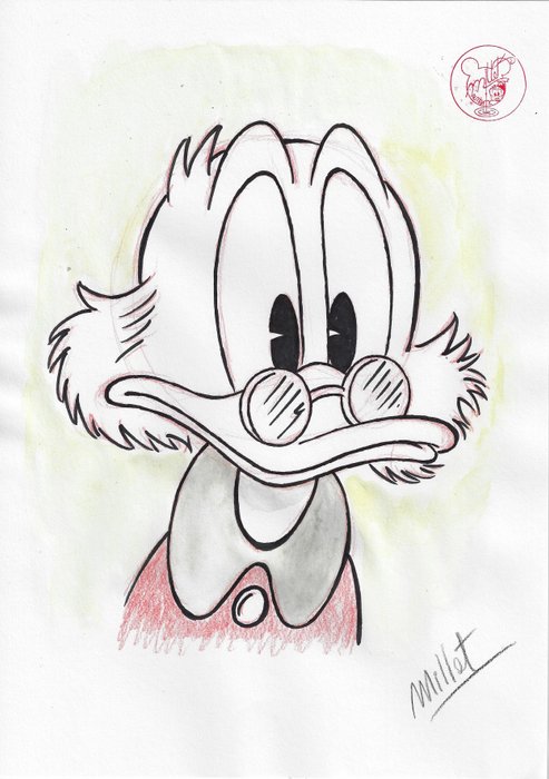 Preview of the first image of Scrooge McDuck - Just thinking - Signed Original Drawing by Millet.