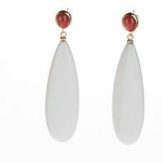 Preview of the first image of Intini Jewels - 18 kt. Gold, Yellow gold - Earrings - 2.00 ct Coral - Agate.