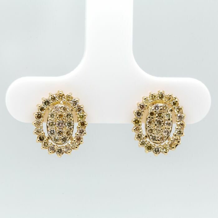 Preview of the first image of No reserve price - 0.58 tcw - 14 kt. Yellow gold - Earrings Diamond.