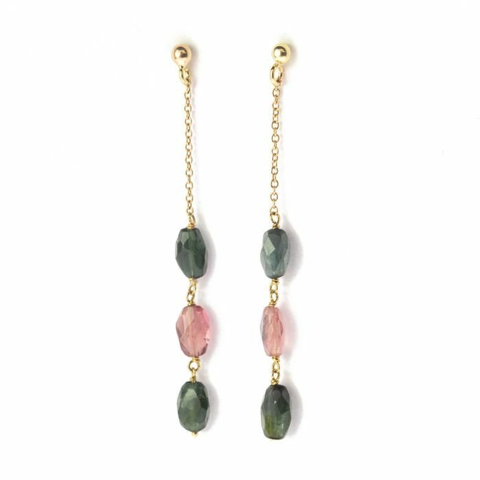 Preview of the first image of Intini Jewels - 18 kt. Gold, Pink gold, White gold, Yellow gold - Earrings - 7.00 ct Tourmaline.