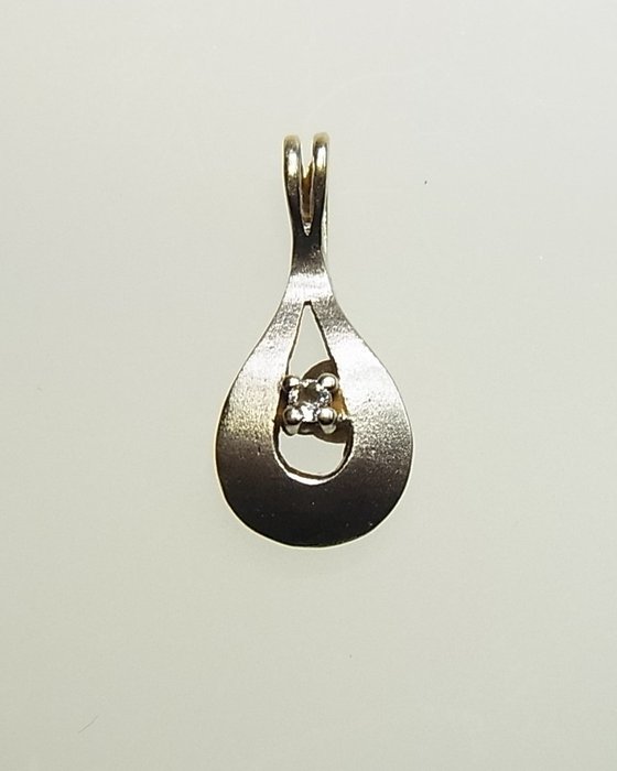 Preview of the first image of Goldschmiede-Arbeit - 14 kt. White gold - Pendant - 0.04 ct Diamond.