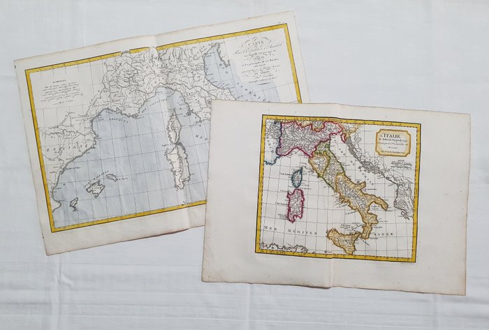 Preview of the first image of Italy, [Lot of 2]; C. Delamarche & R. de Vaugondy / Jean-Beptiste B. D'Anville - L'Italie / Carte p.