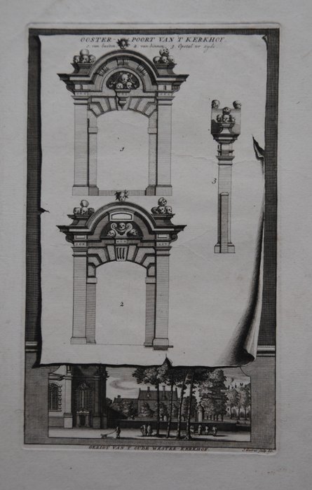Preview of the first image of Jan Goeree (Middelburg, 1670 - Amsterdam, 1731) - Gezigt Van 'T Oude Wester-Kerkhof.
