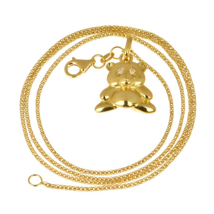 Preview of the first image of Mixed Gold - Necklace with pendant Diamonds.