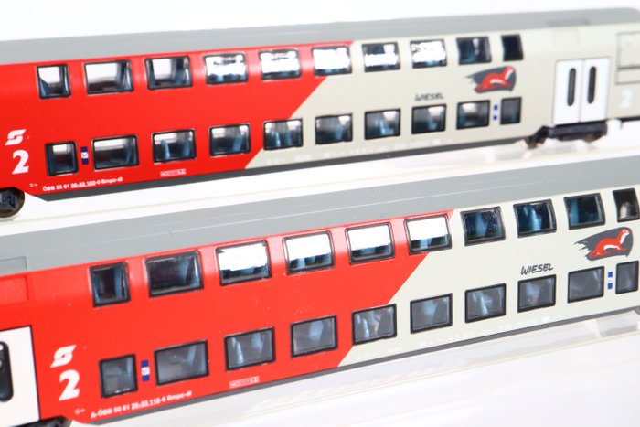 Image 3 of Minitrix N - Passenger carriage - Two double-decker carriages 'Wiesel' - ÖBB