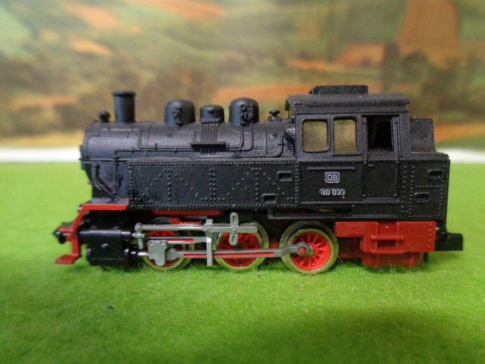 Image 3 of Arnold, Fleischmann, Trix N - Steam locomotive - BR 80 with various cars - DB, DR (DDR)