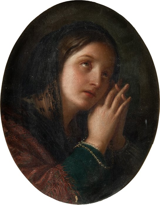 Preview of the first image of Scuola romantica (1820 ca.) - Fanciulla in preghiera.