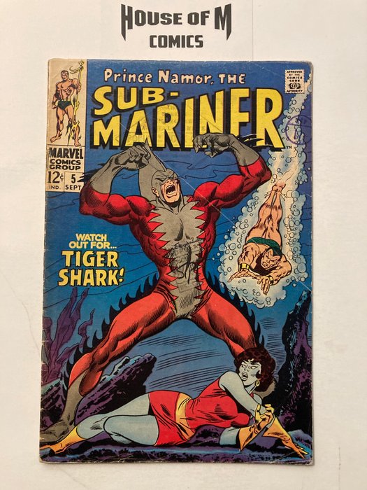 Preview of the first image of Sub-Mariner Starring Prince Namor # 5 Silver Age Gem! "Watch Out for Tiger Shark!" - 1st appearance.
