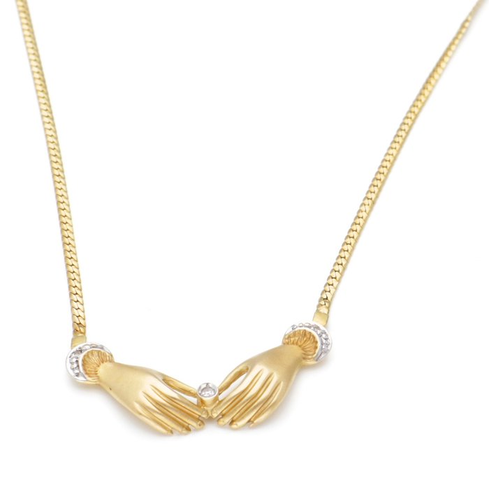 Preview of the first image of No reserve - 14 kt. Gold - Necklace with pendant - 0.01 ct Diamond.
