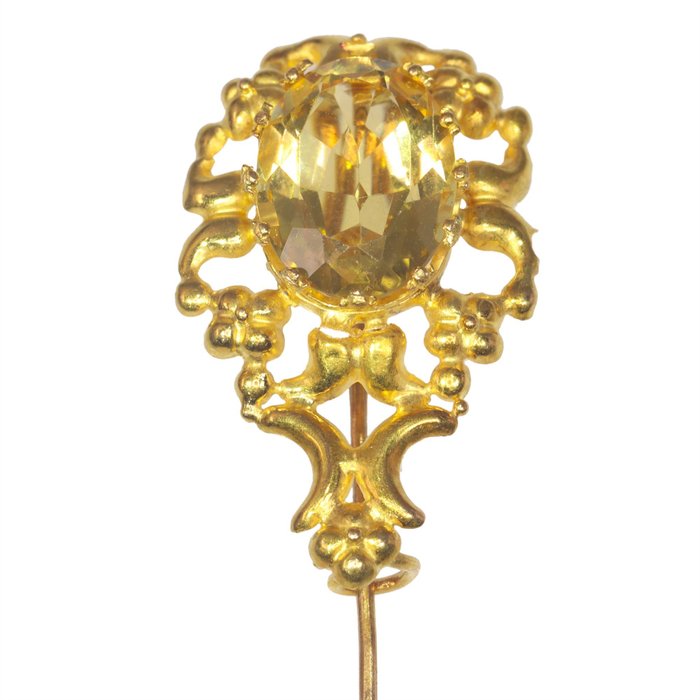 Image 3 of NO RESERVE PRICE - 18 kt. Yellow gold - Tie clip Scapolite - Vintage antique Victorian aano 1830
