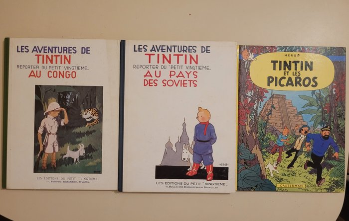 Preview of the first image of Tintin - Tintin et les picaros (C1) + 2fac-simile - Tintin au Congo / Tintin au pays des Soviets -.