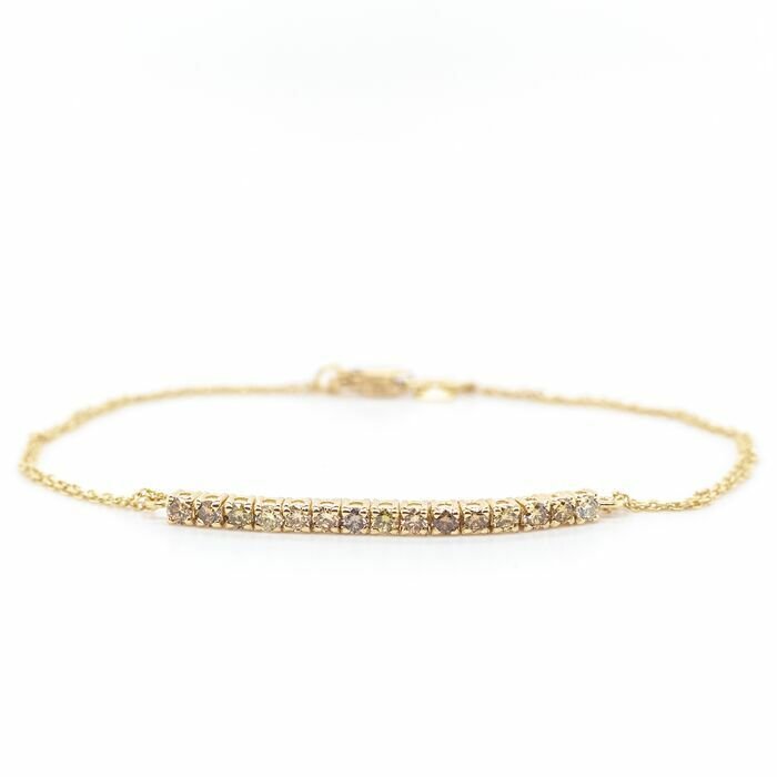 Preview of the first image of No reserve price - 0.57 tcw - 14 kt. Yellow gold - Bracelet Diamond.