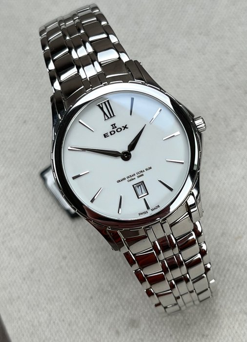 Preview of the first image of Edox - Grand Ocean Ultra Slim Date - 26025-3-BIN - Unisex - 2011-present.