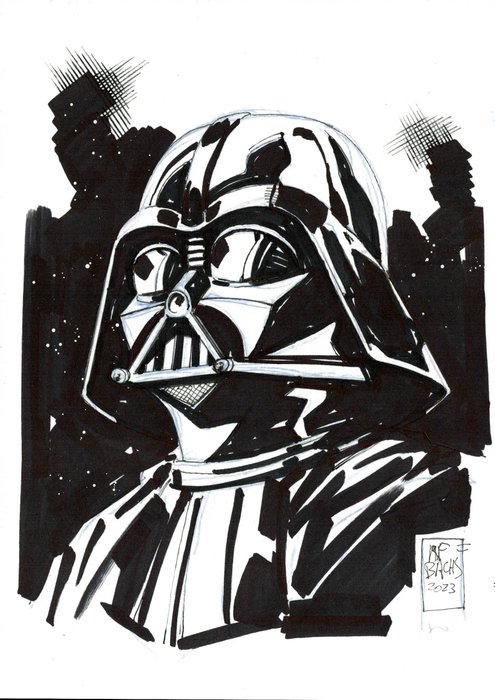 Image 2 of Darth Vader [Star Wars] - Original Drawing - Ramon F. Bachs - Star Wars Artist - Original Ink Art