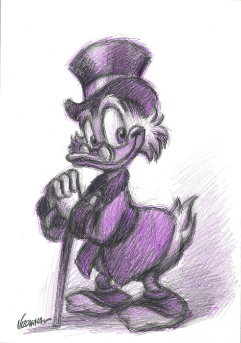 Image 2 of Uncle Scrooge - Original Drawing - Joan Vizcarra - Pencil Art - Original Artwork