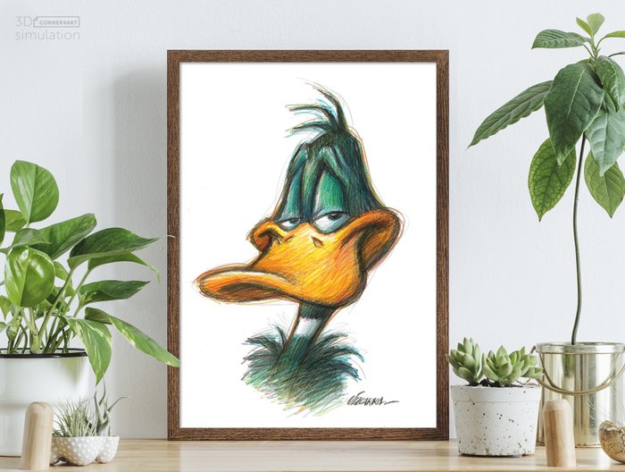 Image 2 of Daffy Duck Portrait - Original drawing by Joan Vizcarra - Pencil Art - Original Artwork