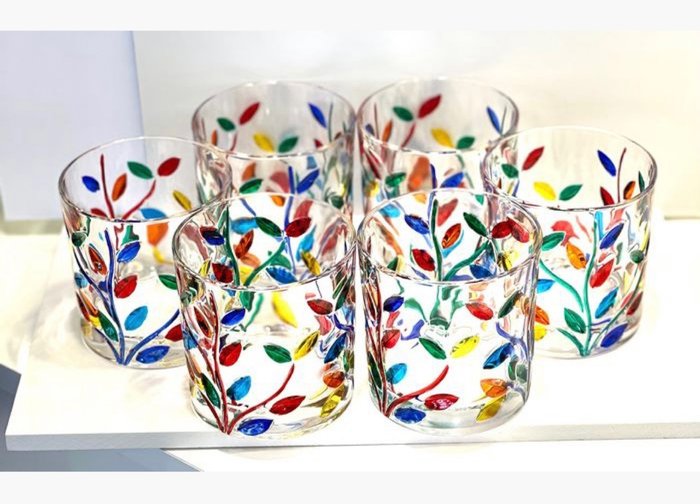 Vetreria Zecchin - Set di bicchieri - vetro decorato a mano