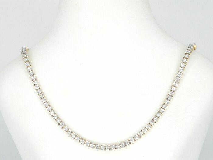 Preview of the first image of 14 kt. Gold - Necklace - 4.00 ct Diamond.