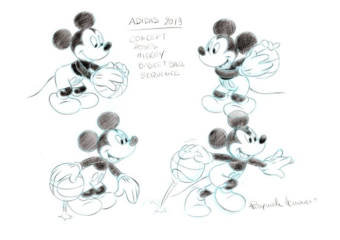 Preview of the first image of Mickey Mouse Basketball - Adidas 2019 Theme - Signed Original Artwork by Pasquale Venanzio.
