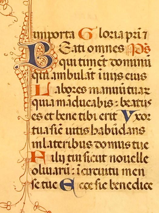 Image 2 of Scriptorium of the Middle Ages - Book of Hours Single Leaf Manuscript coloured Initial Lombardy Ita