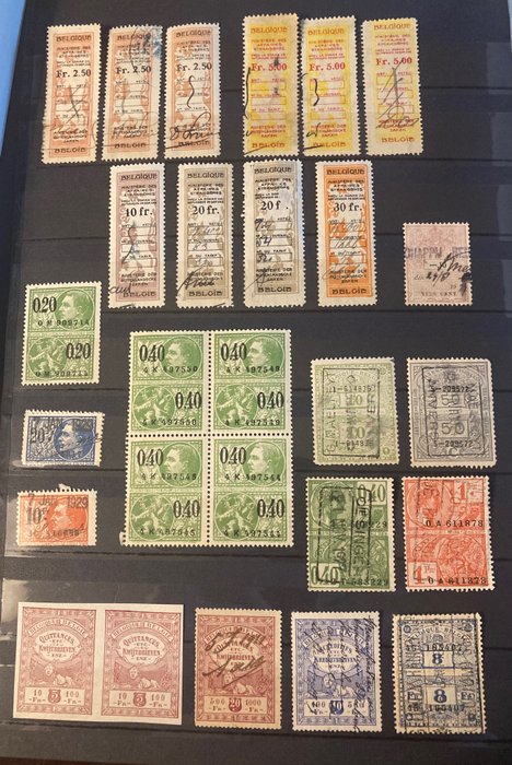 Preview of the first image of Belgium 1920 - A small collection of tax and discharge stamps including MNH stamps Albert I.