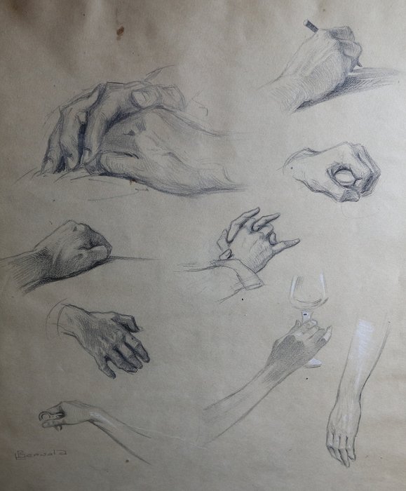 Preview of the first image of Ludwig Berwald (1865-1943) - Academic Hand Studies (13).