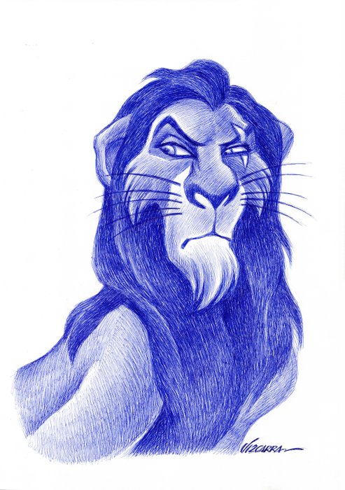 Image 3 of Scar [The Lion King] - Original Drawing - Joan Vizcarra - Pen Art - Original Artwork