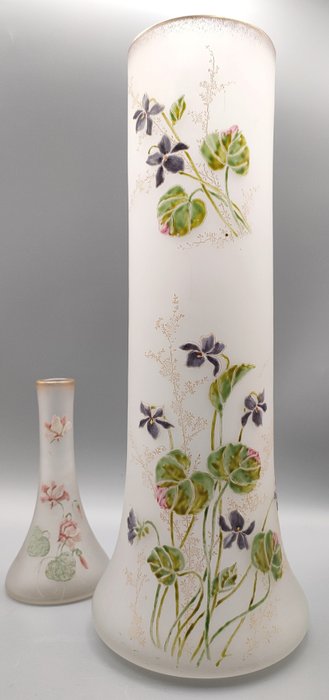 Preview of the first image of LEGRAS (1839-1916) - Large Art Nouveau Vase with enamel decoration of lovely violets - Listed circa.