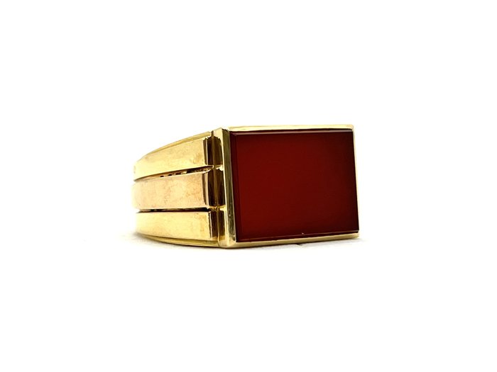 Image 2 of 18 kt. Pink gold, Yellow gold - Ring Carnelian