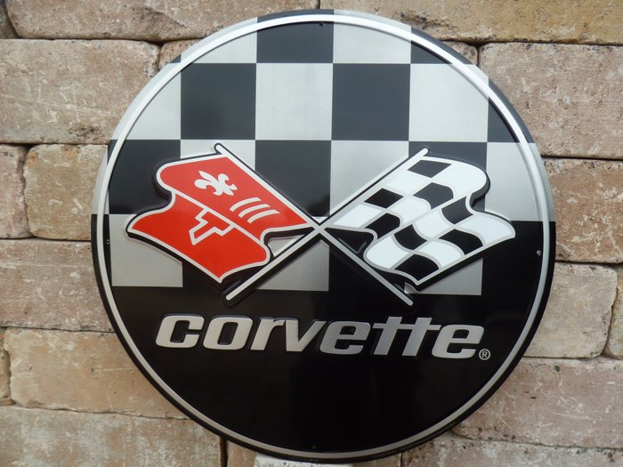 Schild - Corvette Blechschild USA Aluminium 60 cm Logo XXL Advertising Garage General Motors - Aluminium