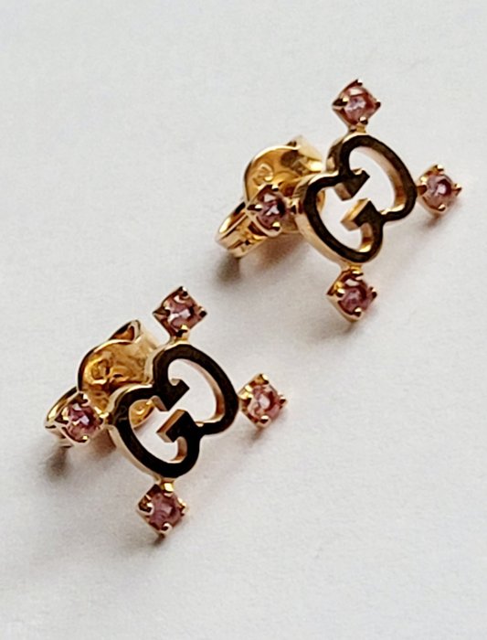 Preview of the first image of Gucci - 18 kt. Pink gold - Earrings - 0.16 ct.